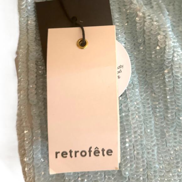Retrofete Sequin Gabrielle Robe Dress Wrap Light Blue Teal Small - Picture 8 of 9